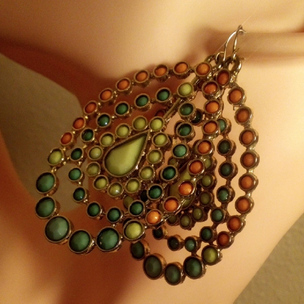 Multi-Color Teardrop Filigree Earrings - Unbranded - Picture 3 of 5